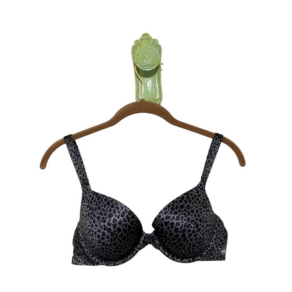Grey Leopard Cheetah Bra NEW Molded Underwire Silky Smooth T Shirt Animal Print